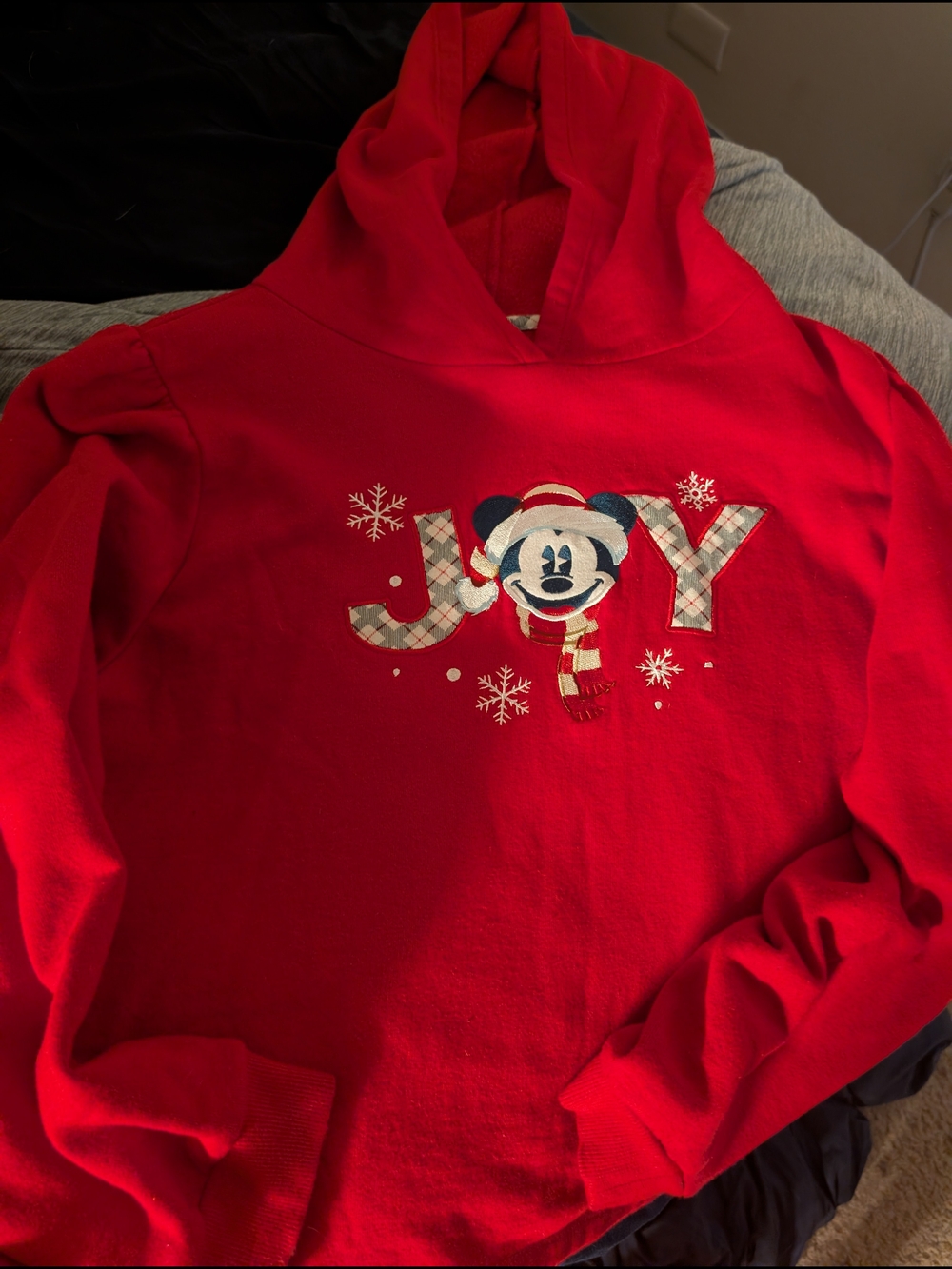 Disney Red Holiday Hoodie with Mickey 'JOY' Graphic